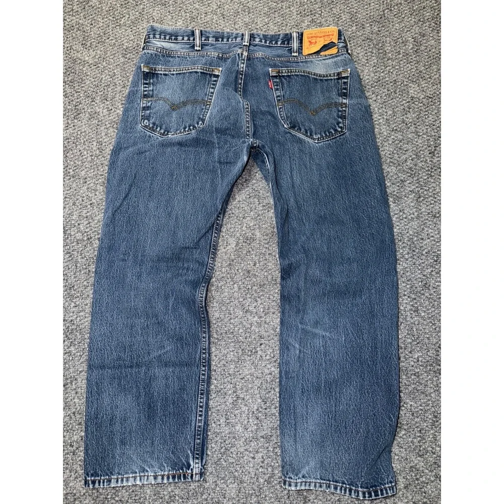 Levi's 505 Regular Fit Straight Leg Dark Wash Blue Denim Jeans‎ W38 L29
